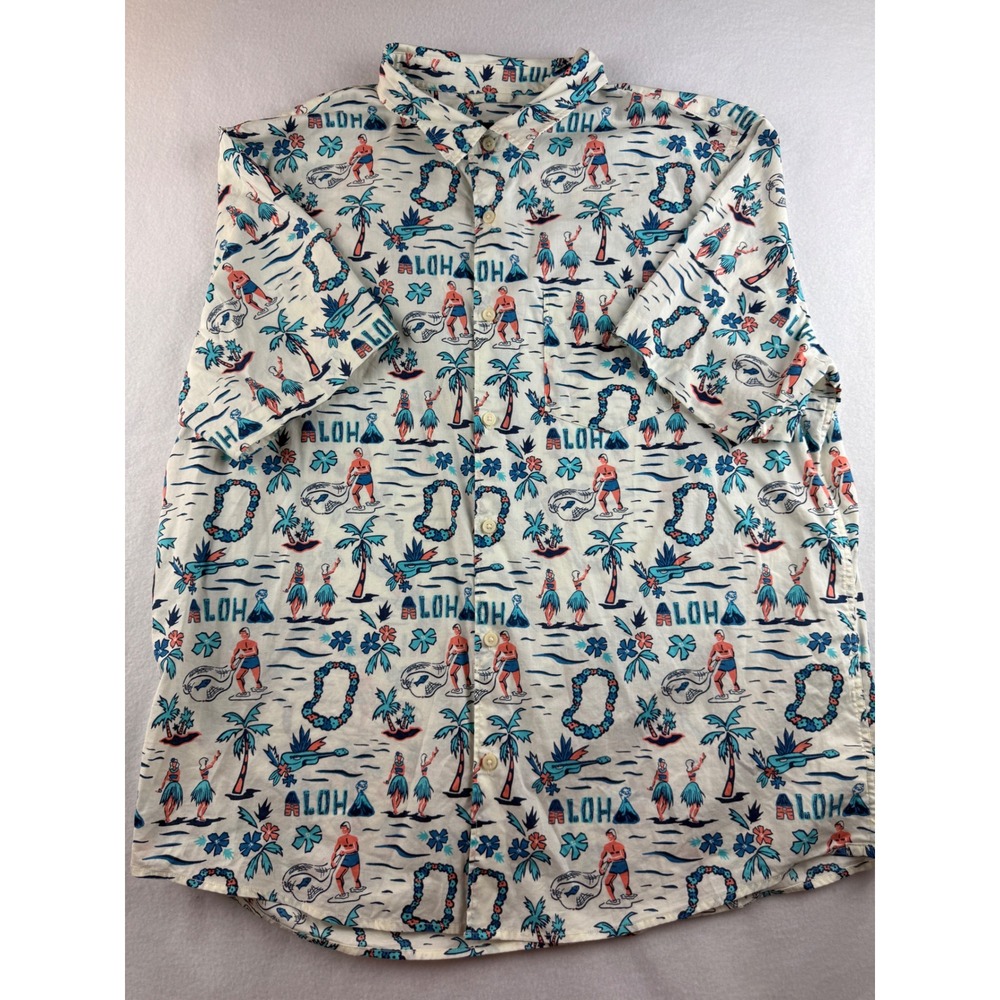 American Eagle Seriously Soft Aloha Hawaiian Print Shirt Mens XL Button Up